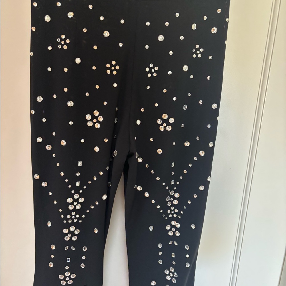 Cynthia Rowley Black Mesh Trousers with Crystal Details - Picture 5 of 5